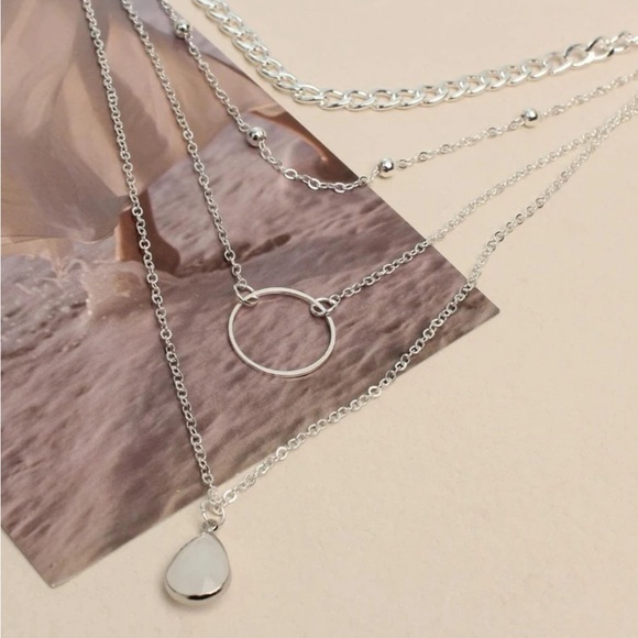 ✨Silver Bohemian Punk Layered Necklace Set - Picture 3 of 6